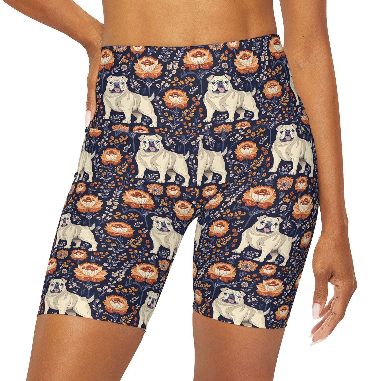 Bulldog Blossom Bonanza High Waisted Yoga Shorts