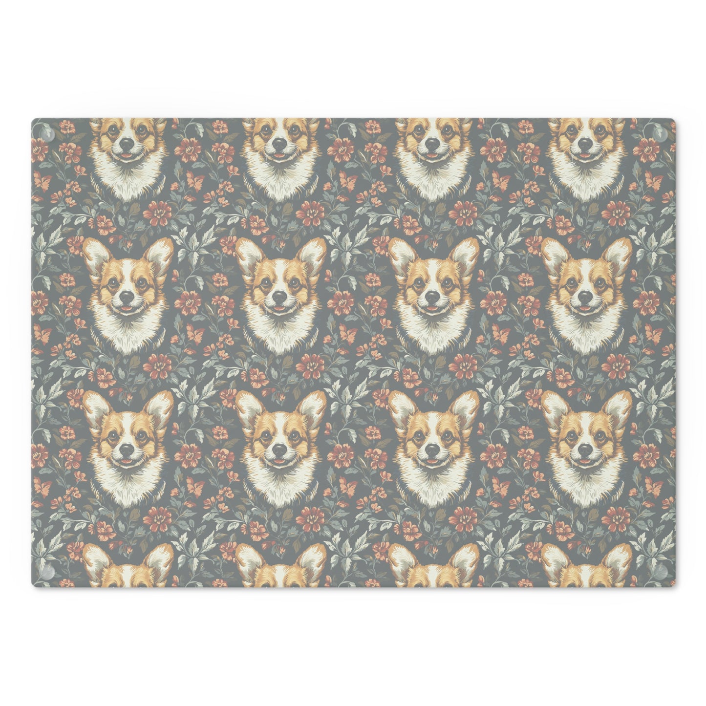 Floofy Corgi Blossom Blast Cutting Board