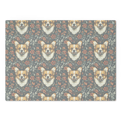 Floofy Corgi Blossom Blast Cutting Board