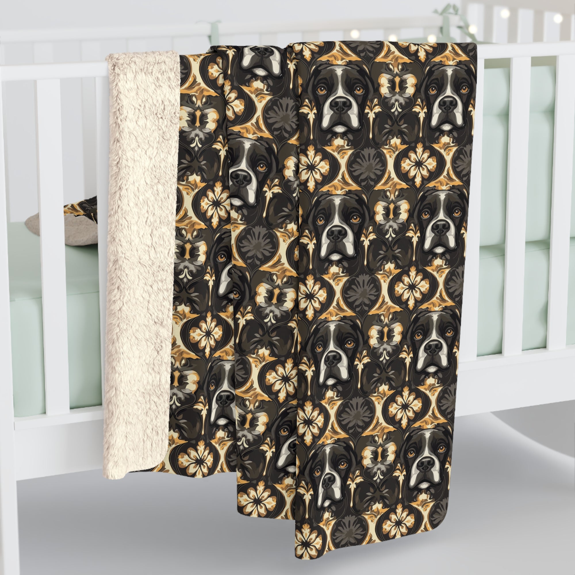 Manor Pup Boxer Royale Sherpa Fleece Blanket