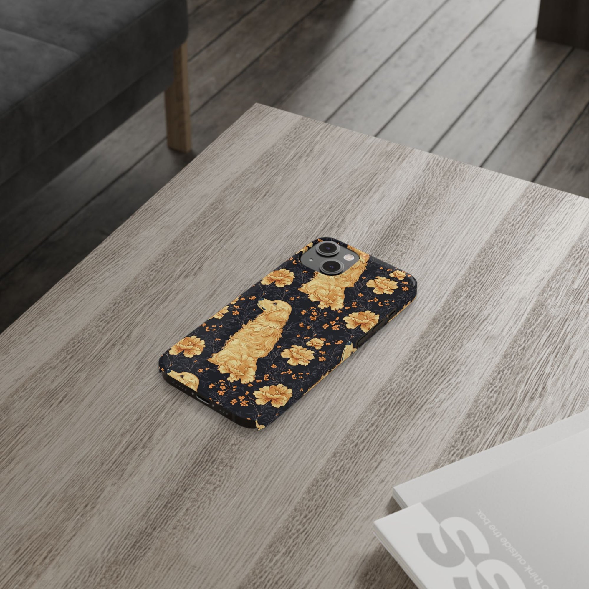 Golden Paws Floral Frenchie Slim Phone Cases