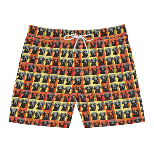 Whimsical Warhol Labrador Men's Mid-Length Swim Shorts