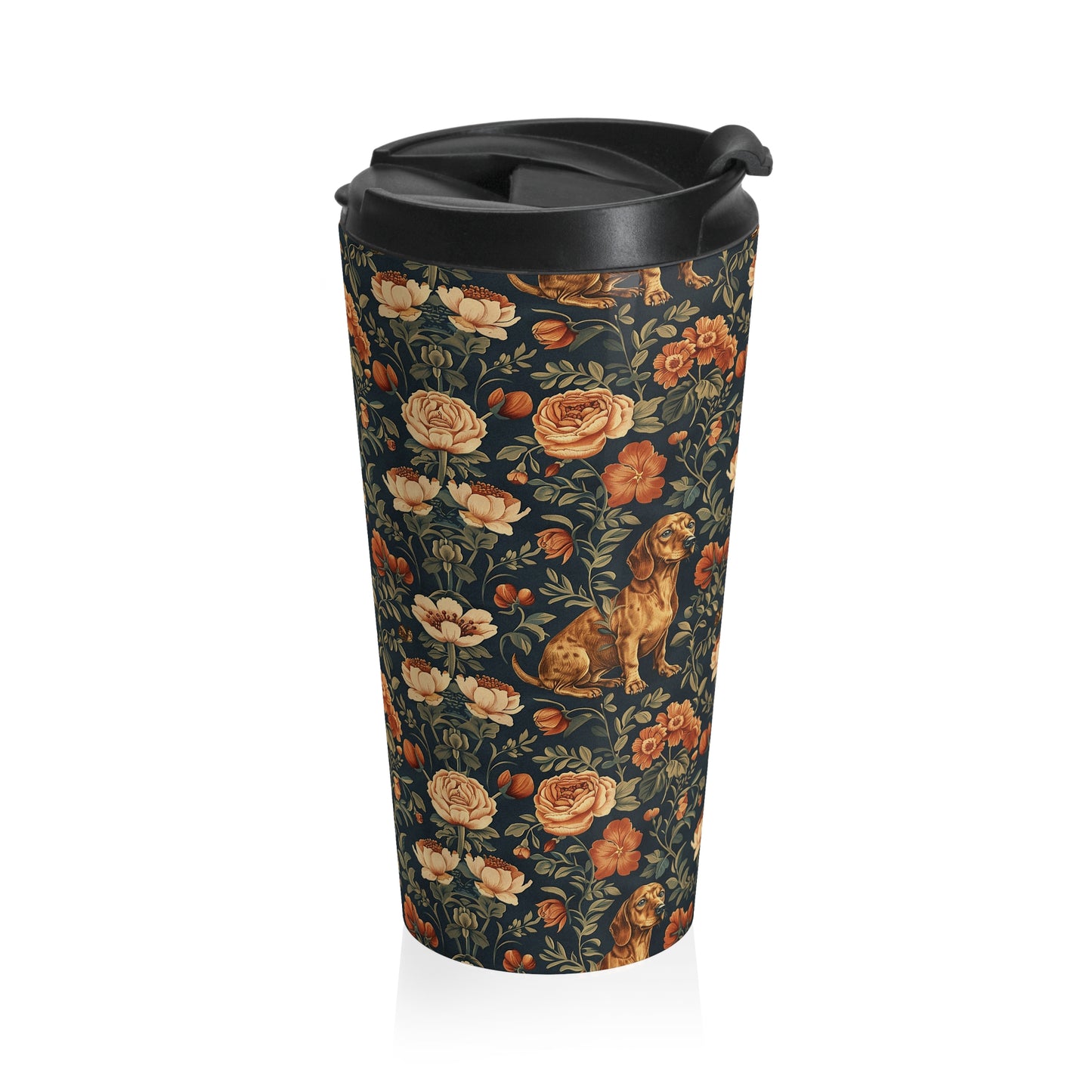 Dazzling Dachsund Blossoms & Foliage Stainless Steel Travel Mug