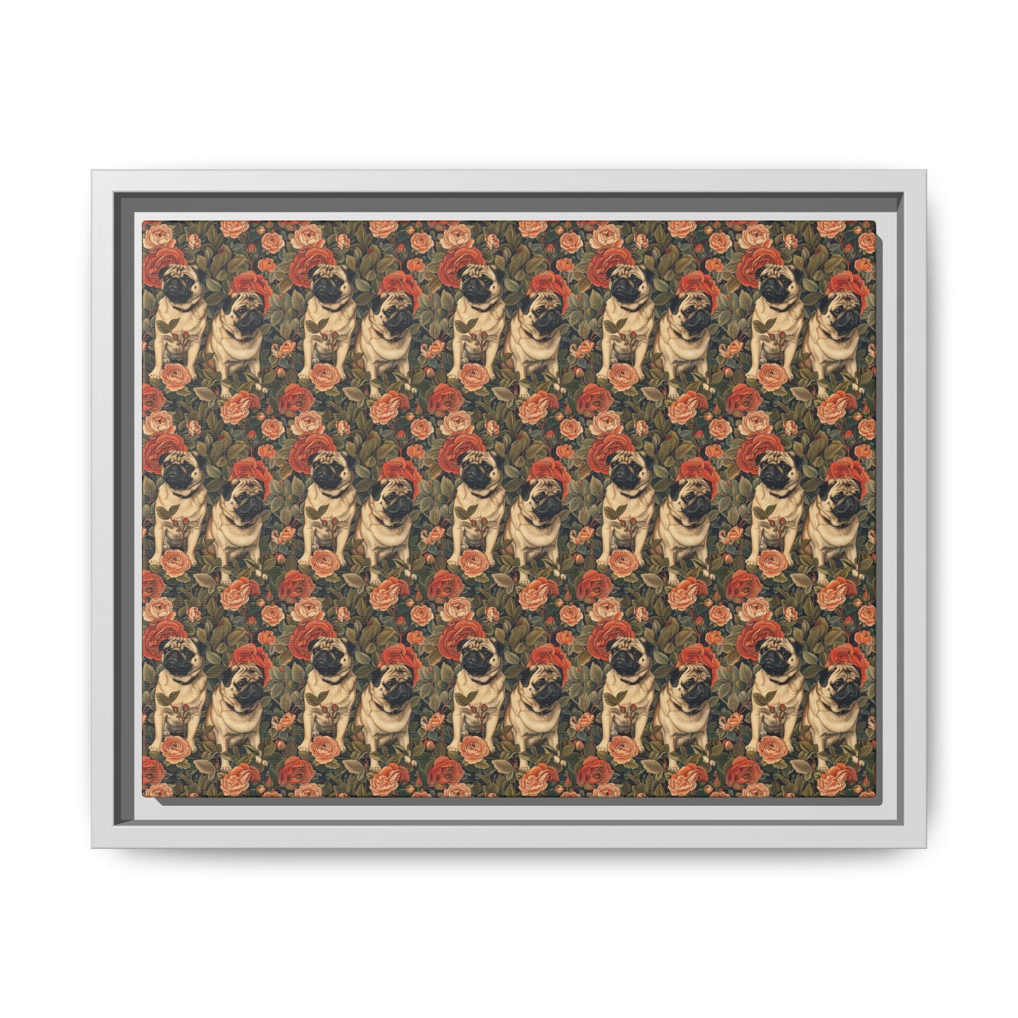 Blooming Pug Paradise Matte Canvas, Framed