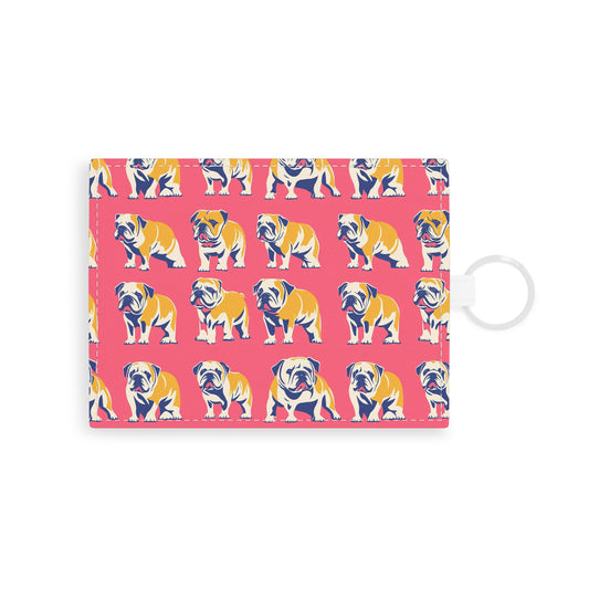 Bubblegum Glamour Bulldog Bouquet Leather Card Holder