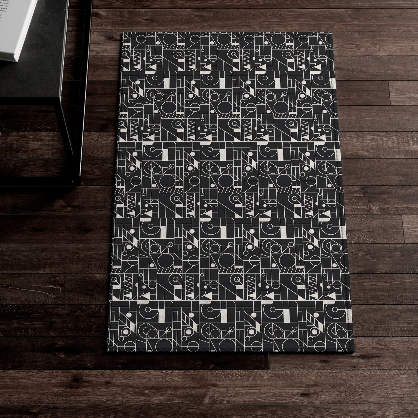 Monochrome Mosaic: Geometric Dornier Rug