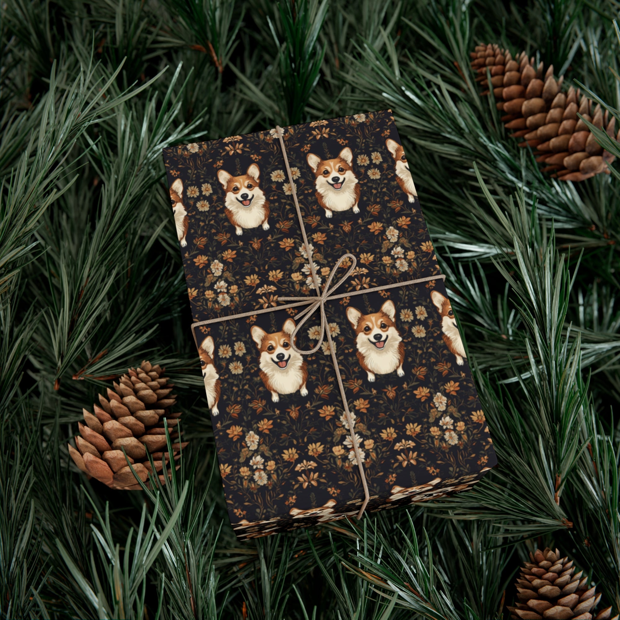 Nighttime Corgi Glow Stride Gift Wrap Papers