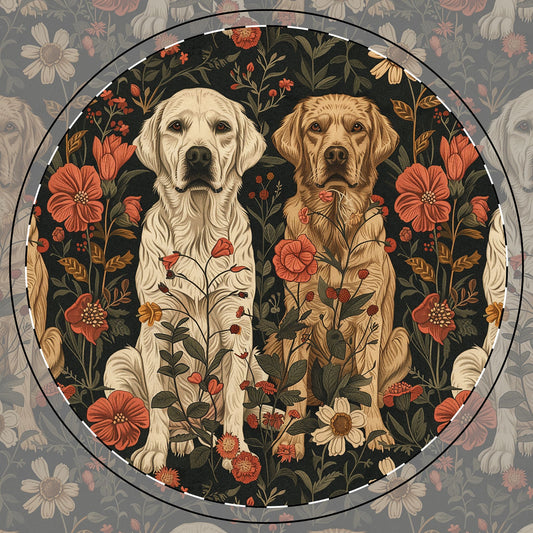 Blossoming Labradors Bouquet Ceramic Coaster