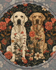 Blossoming Labradors Bouquet Ceramic Coaster