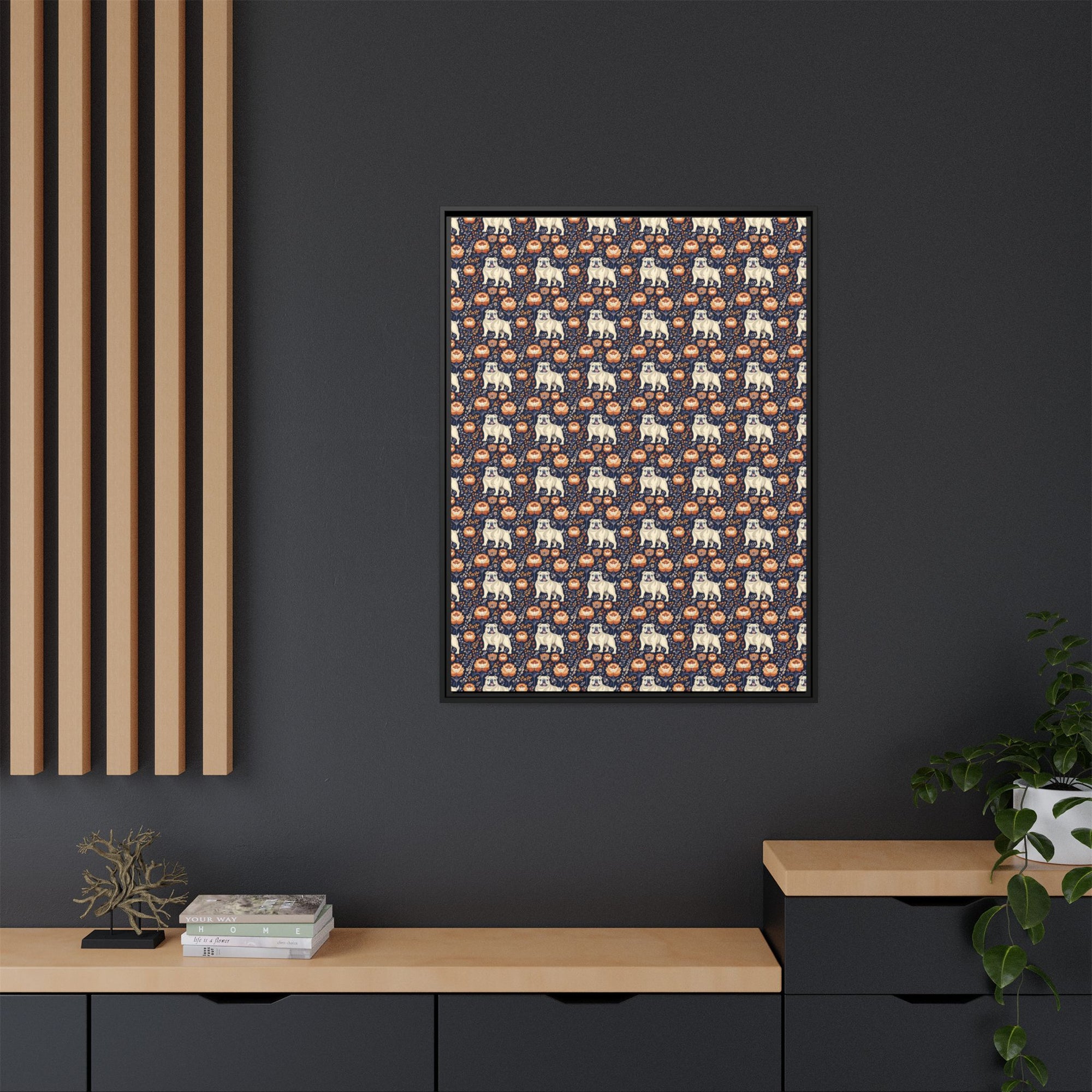 Bulldog Blossom Bonanza Matte Canvas, Framed