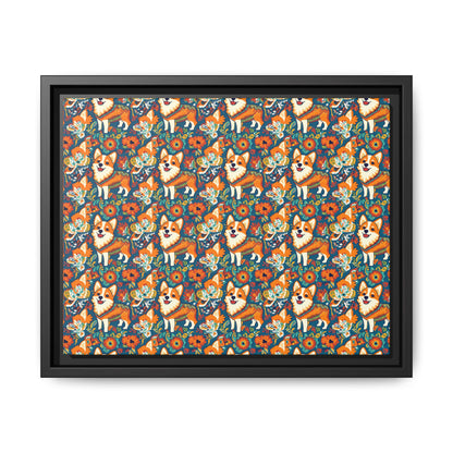 Corgi Carnival Couture Matte Canvas, Framed