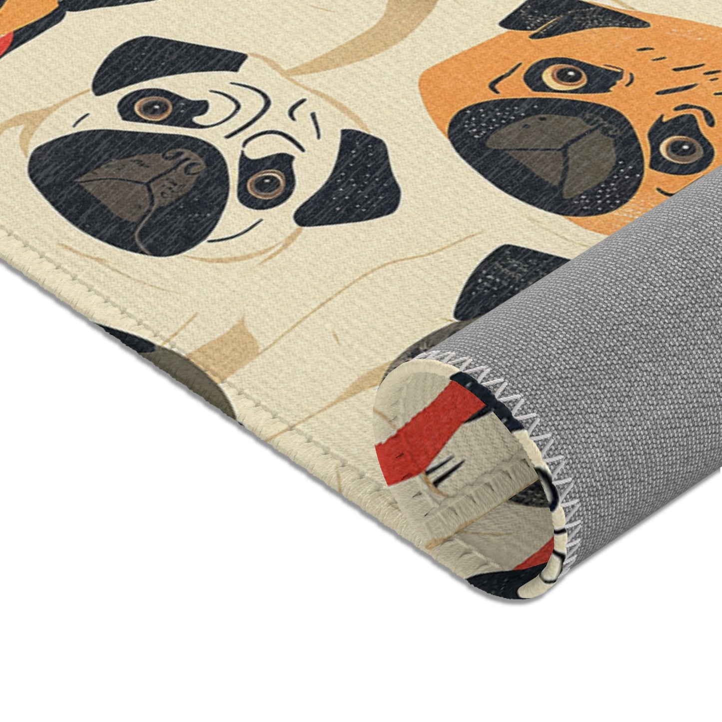 Whimsical Pug Geometry - Playful Pug Pattern Area Rug