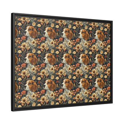 Beagle Blossoms Matte Canvas, Framed