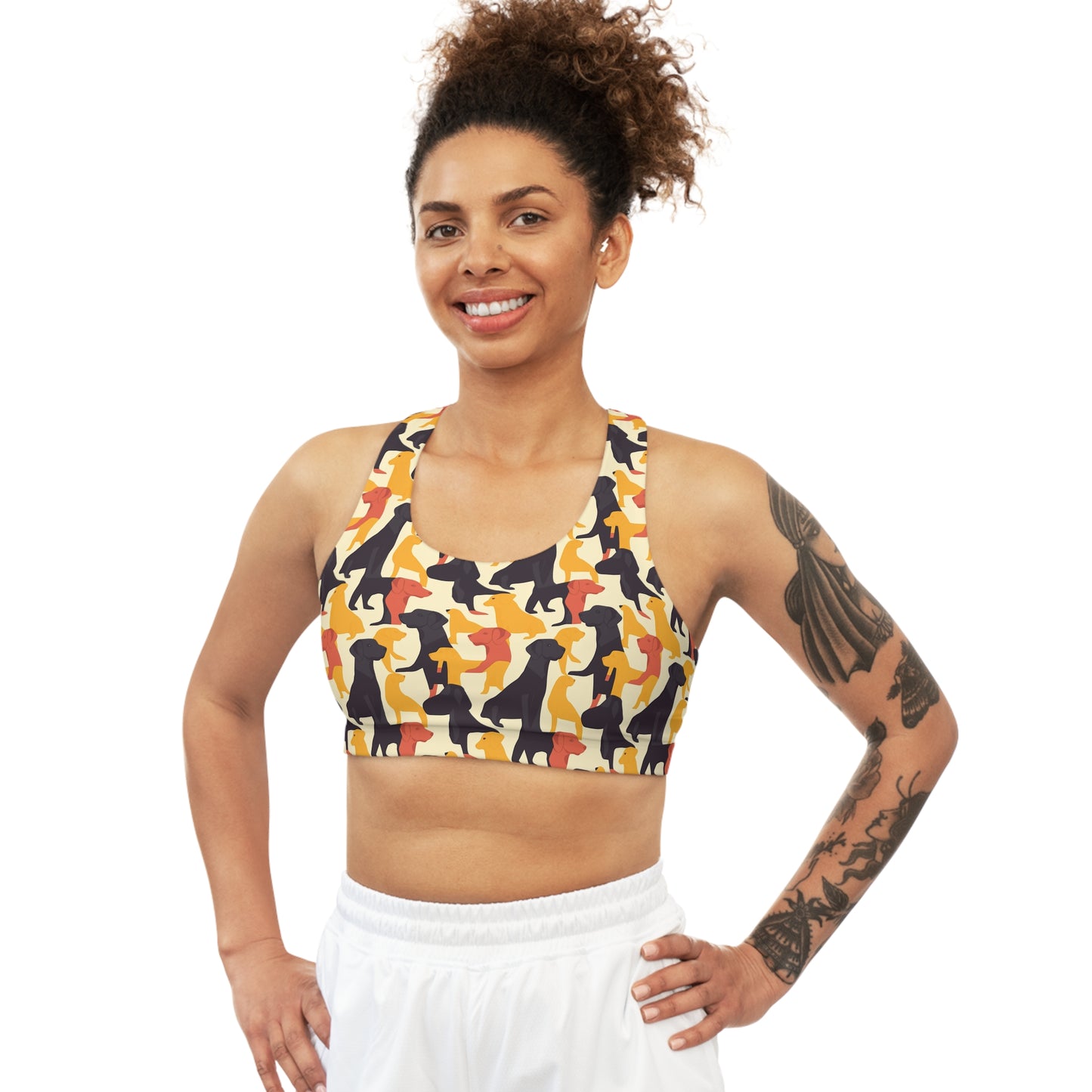 Modern Charm Labrador Chic Seamless Sports Bra