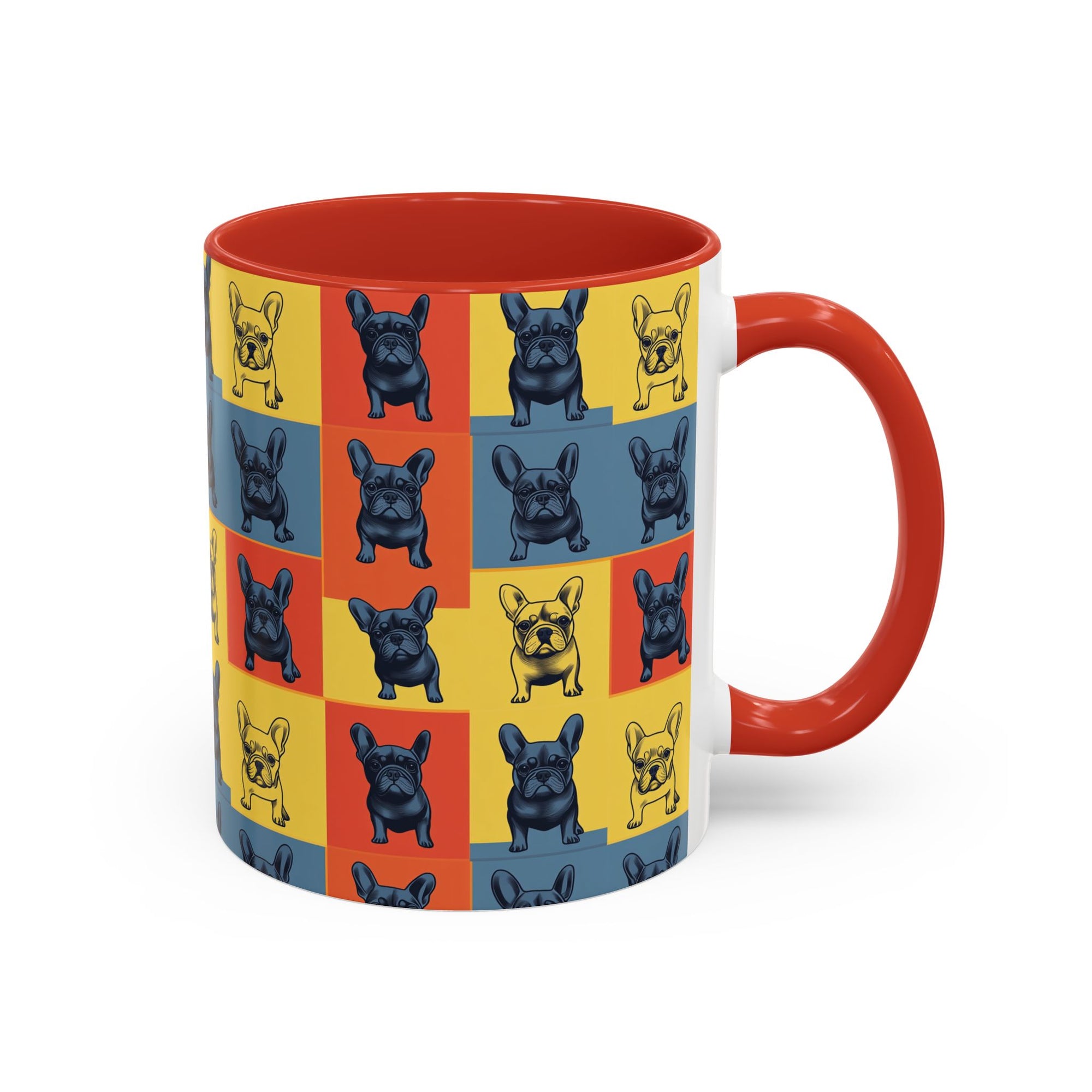 Frenchie Pop Art Pawfection Grid Accent Coffee Mug