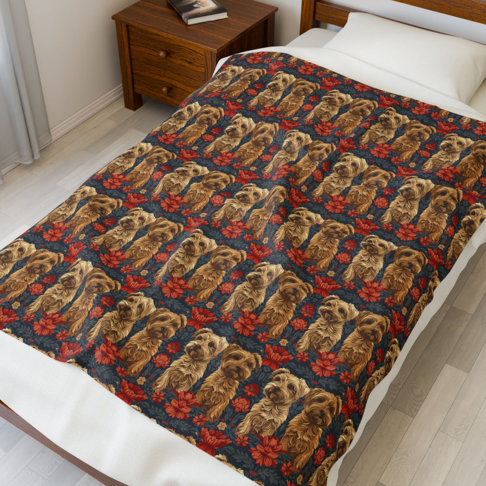 Yorkie Charm Twins Velveteen Plush Blanket