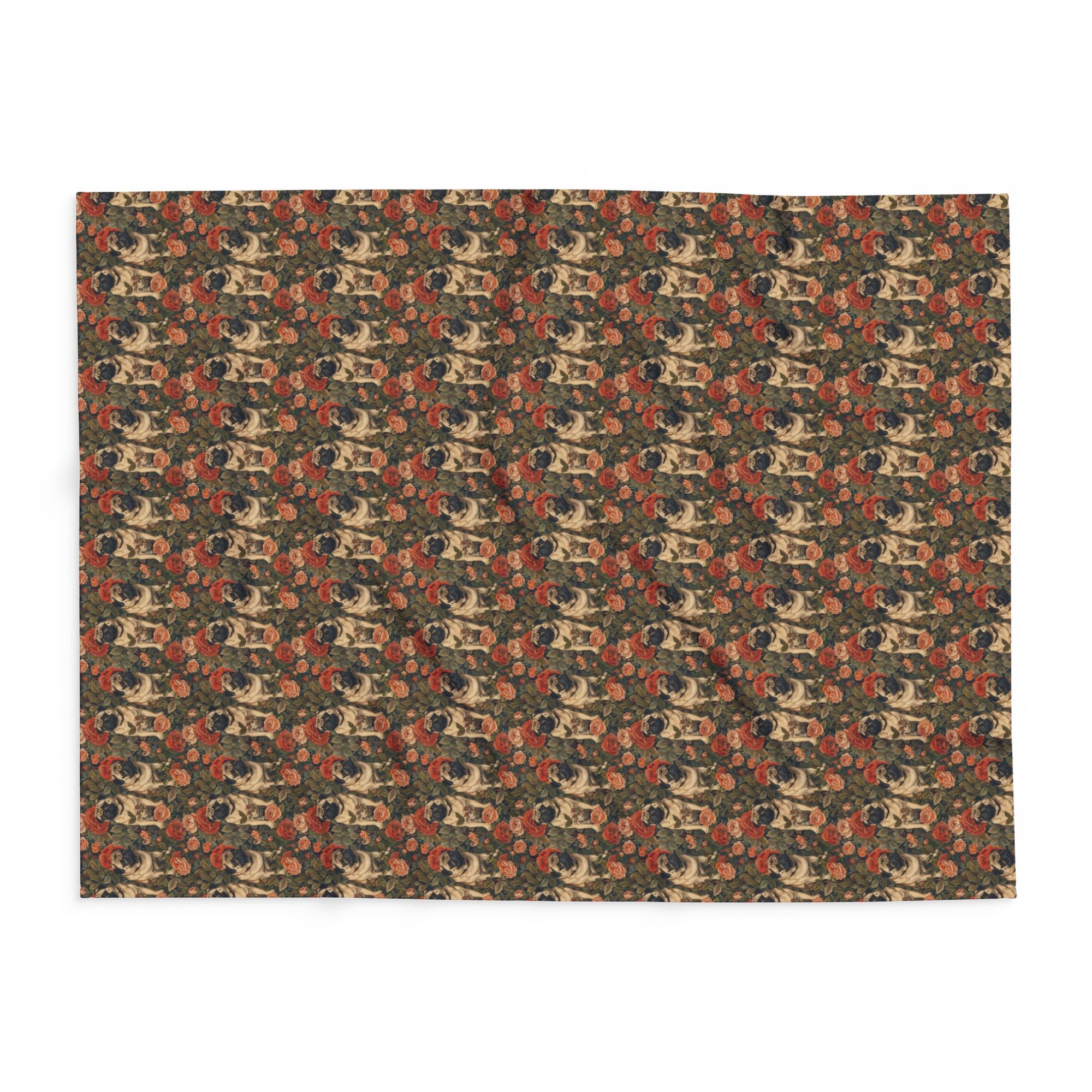 Blooming Pug Paradise Arctic Fleece Blanket