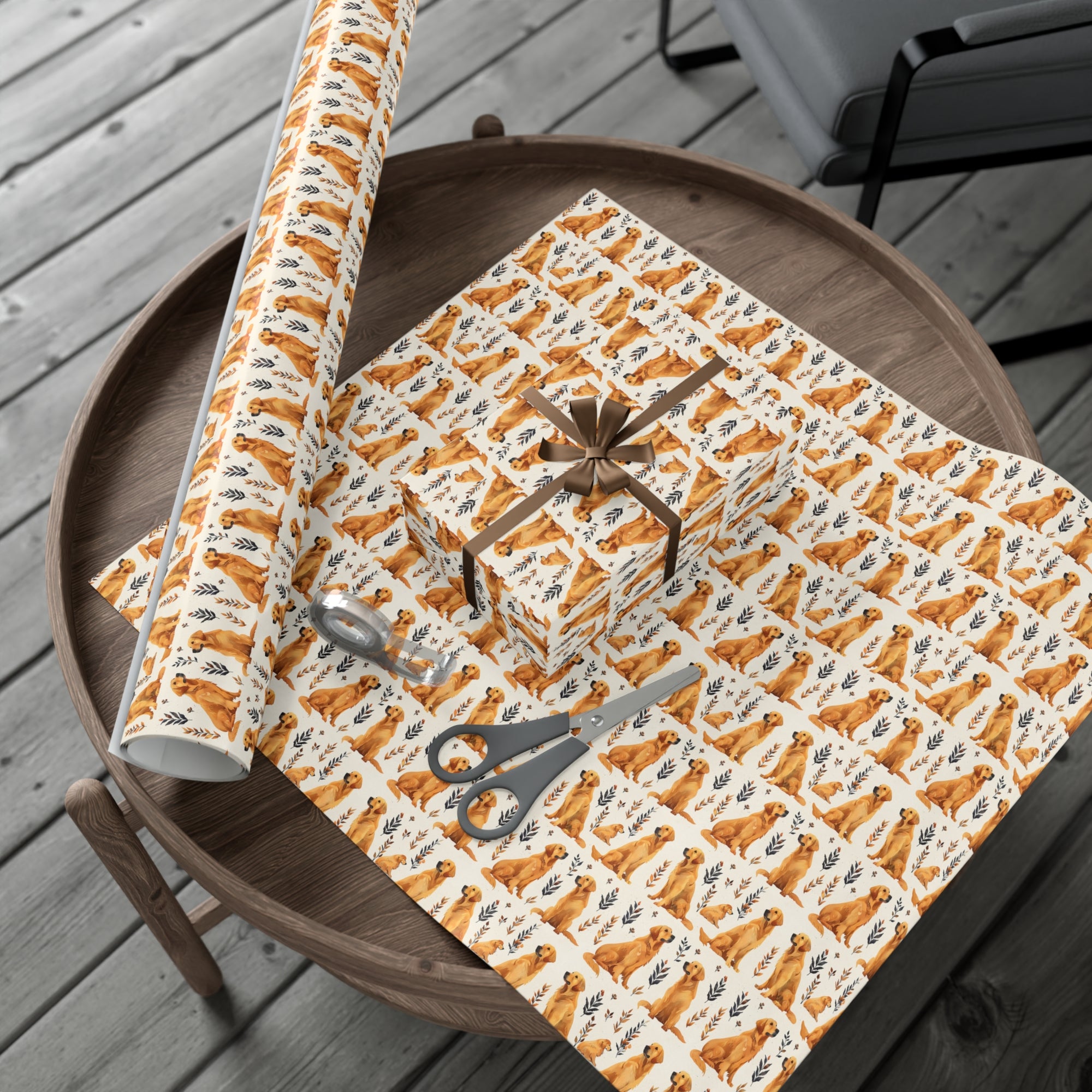 Golden Glamour Paws - Luxe Licks for Regal Retrievers Gift Wrap Papers