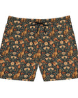 Dazzling Dachsund Blossoms & Foliage Men's Mid-Length Swim Shorts