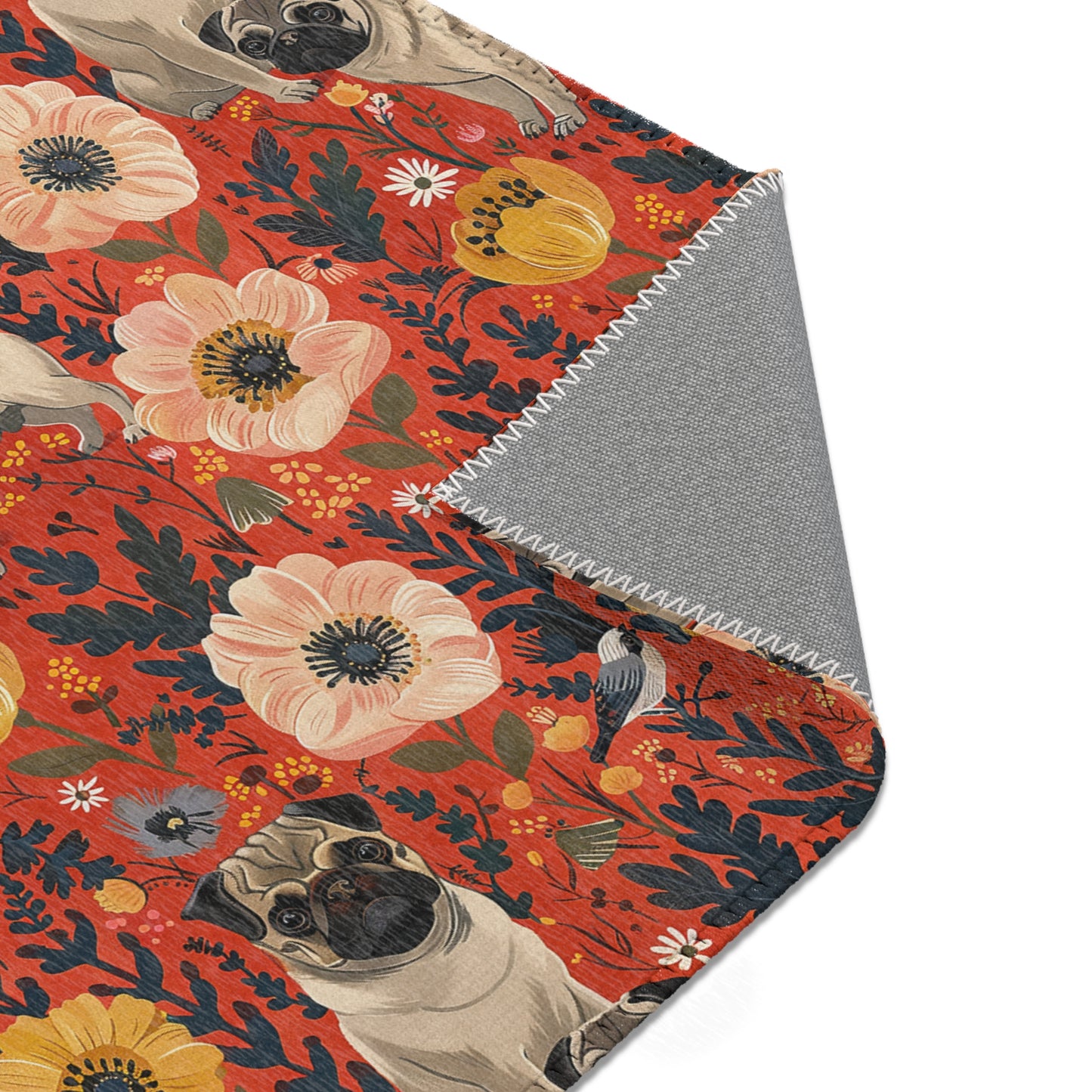 Pugs and Poppies Heritage Rug