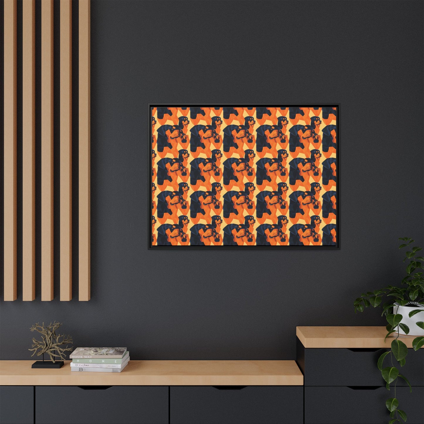 Rottweiler Chic Pawsitivity Matte Canvas, Framed