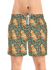 Blooming Goldie Glam Men's Mid-Length Swim Shorts