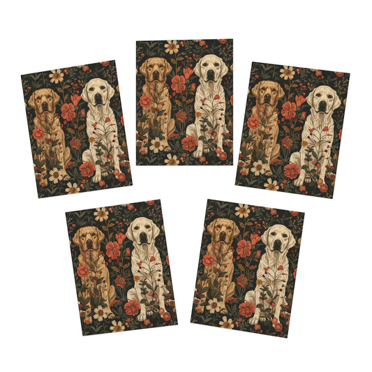 Blossoming Labradors Bouquet Greeting Cards (5-Pack)