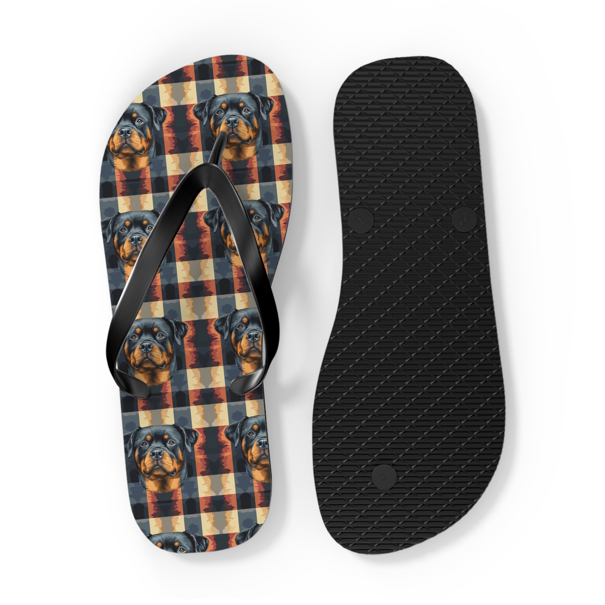 Pawsome Rottweiler Royalty Plaid Flip Flops