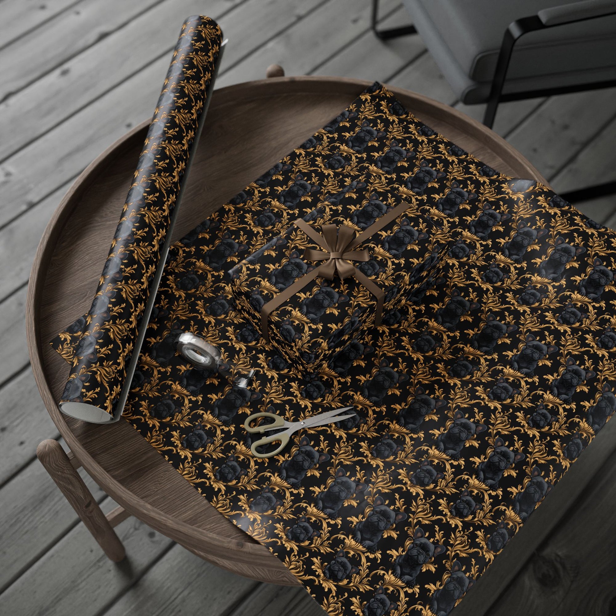 Regal Frenchie Noir Elegance Wrapping Paper