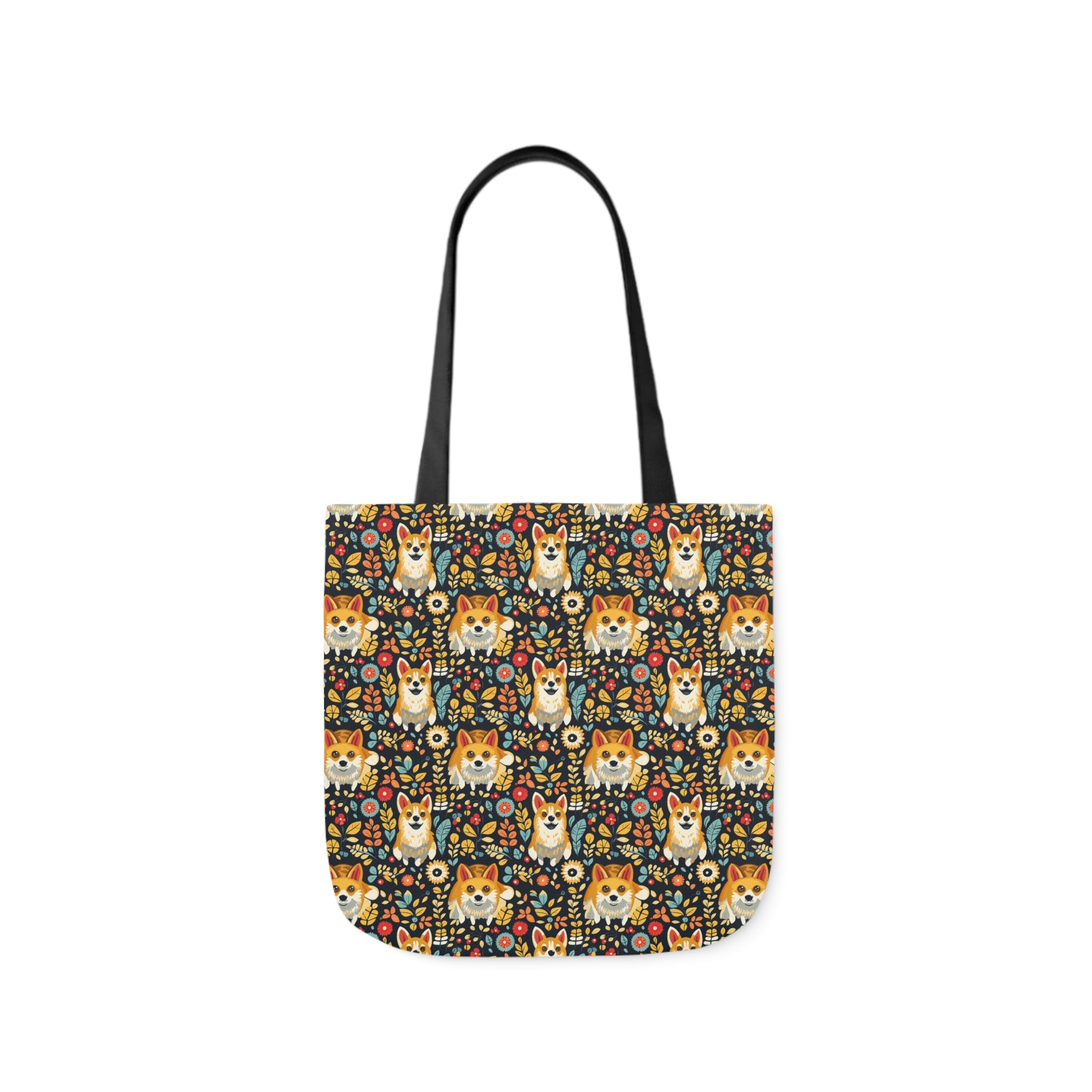 Corgi Rainbow Vine Dream Canvas Tote Bag