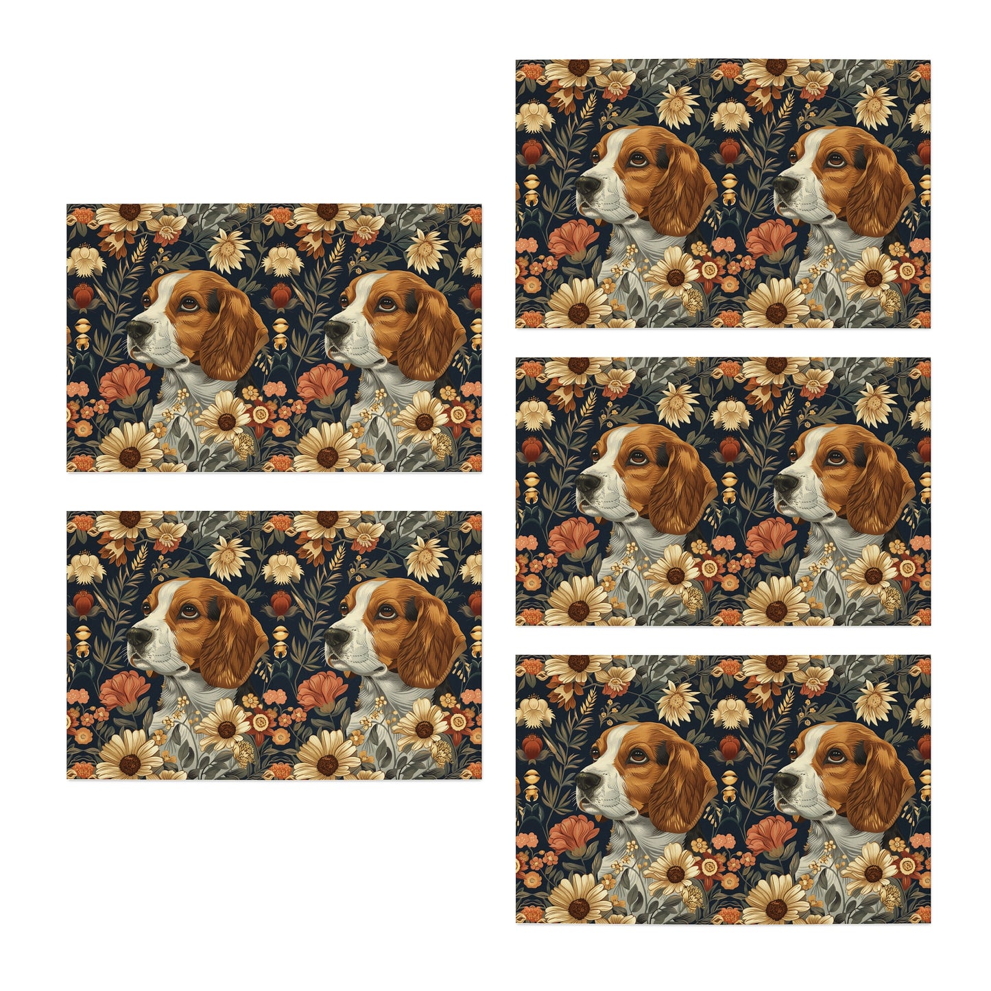 Beagle Blossoms Greeting Cards (5-Pack)