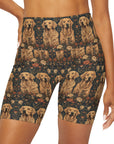 Fanciful Golden Paradise Blossom High Waisted Yoga Shorts