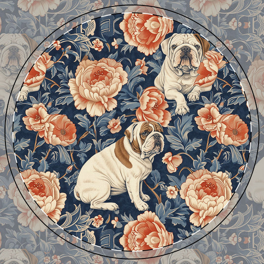 Blooming Bulldog Beauty Ceramic Coaster