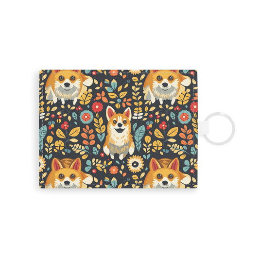 Corgi Rainbow Vine Dream Leather Card Holder