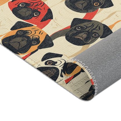 Whimsical Pug Geometry - Playful Pug Pattern Area Rug