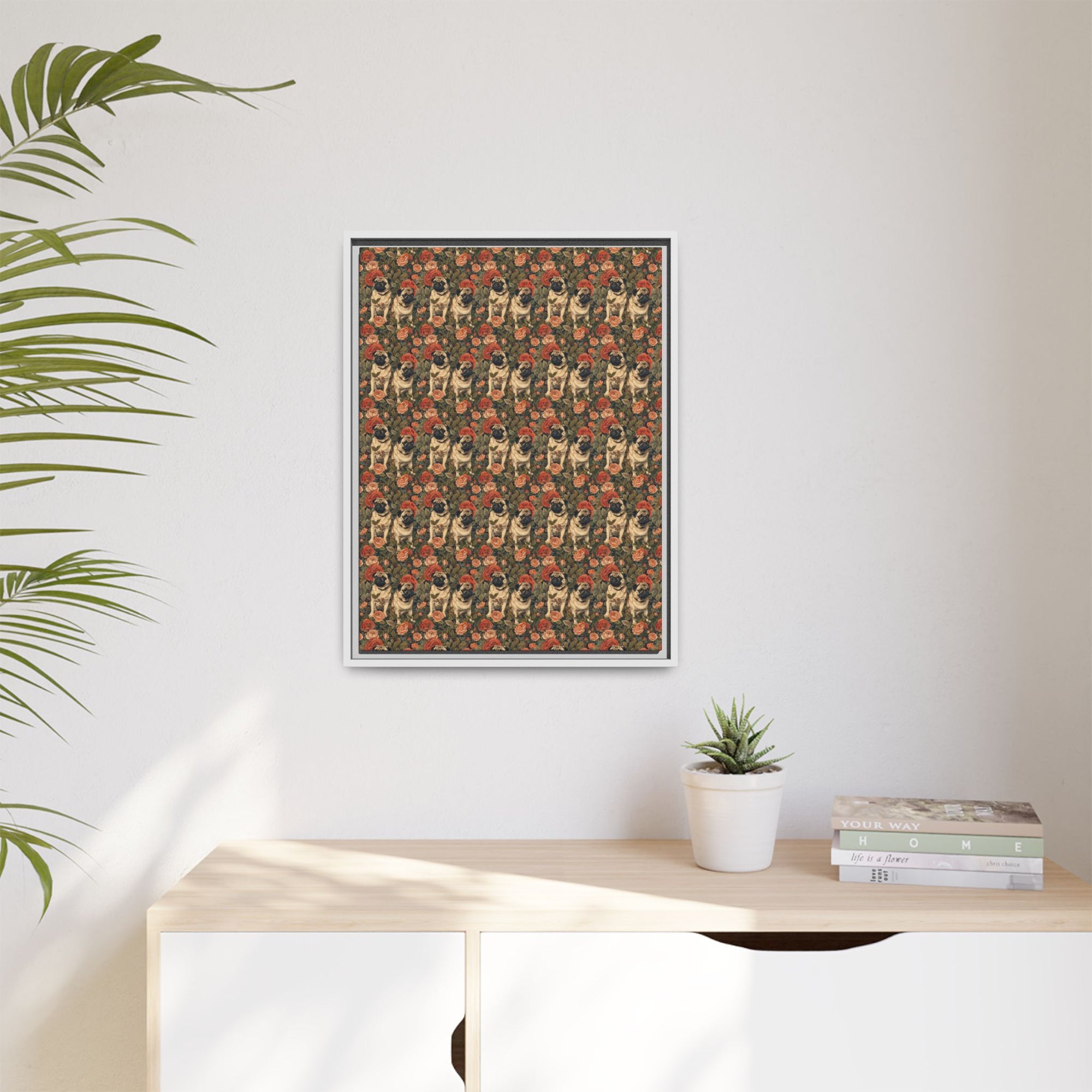 Blooming Pug Paradise Matte Canvas, Framed