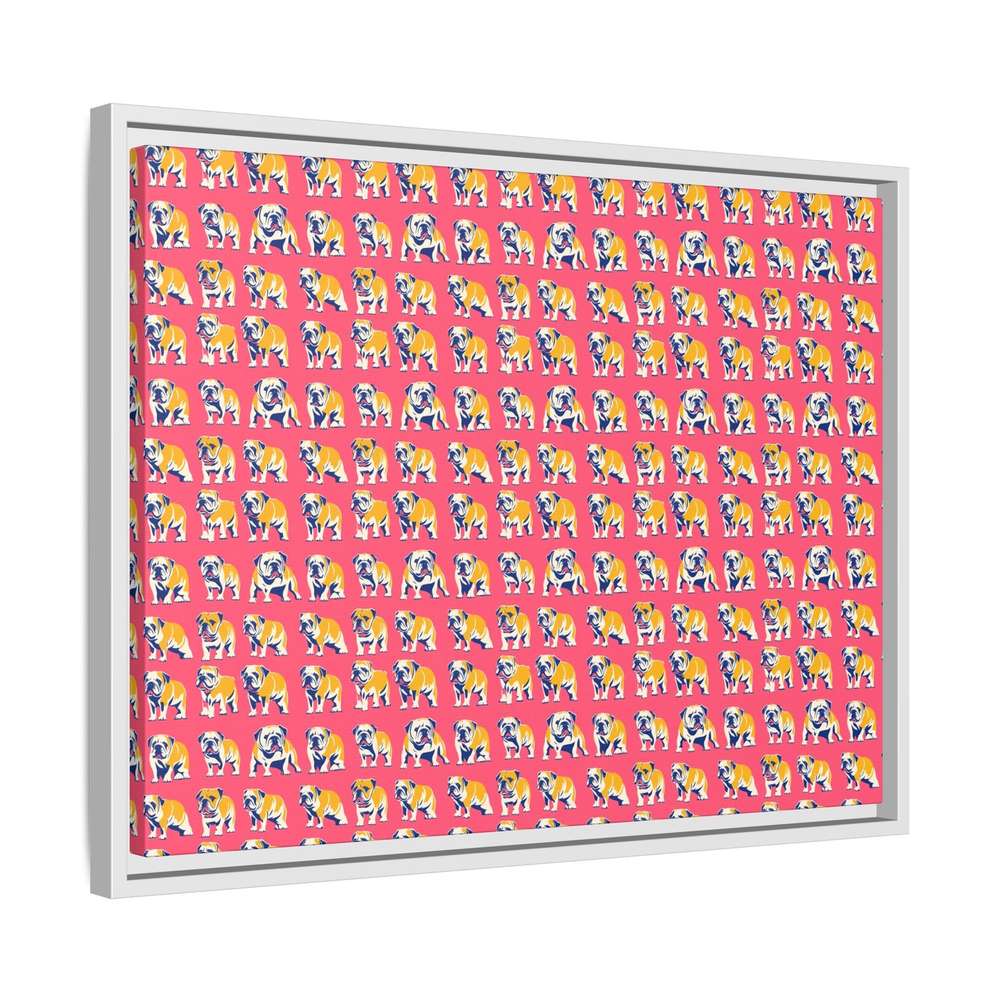 Bubblegum Glamour Bulldog Bouquet Matte Canvas, Framed