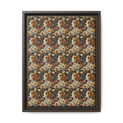 Beagle Blossoms Matte Canvas, Framed