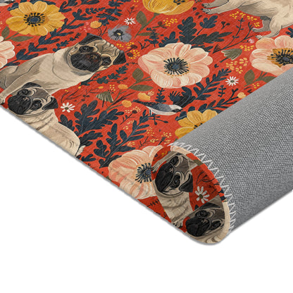 Pugs and Poppies Heritage Rug