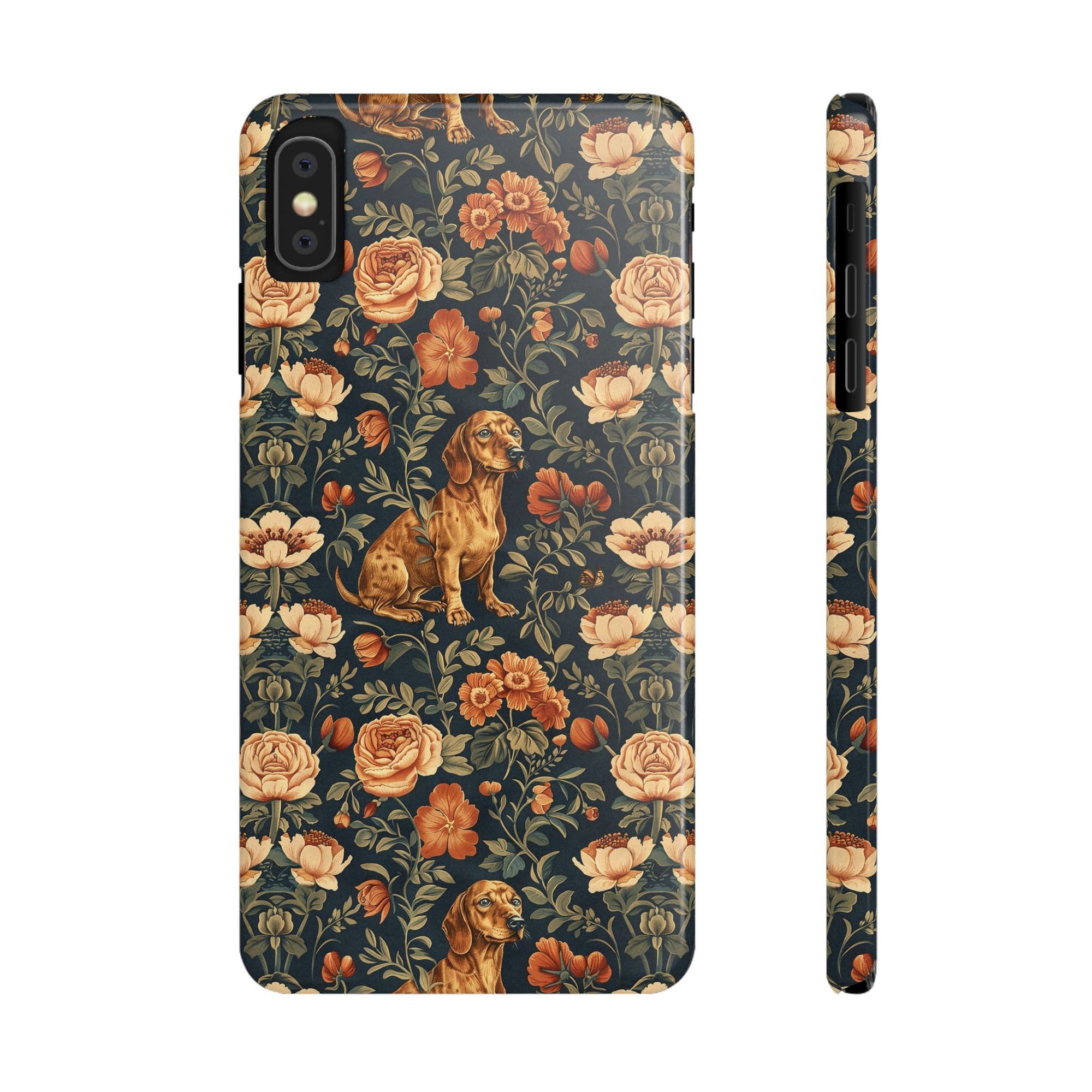 Dazzling Dachsund Blossoms &amp; Foliage Slim Phone Cases