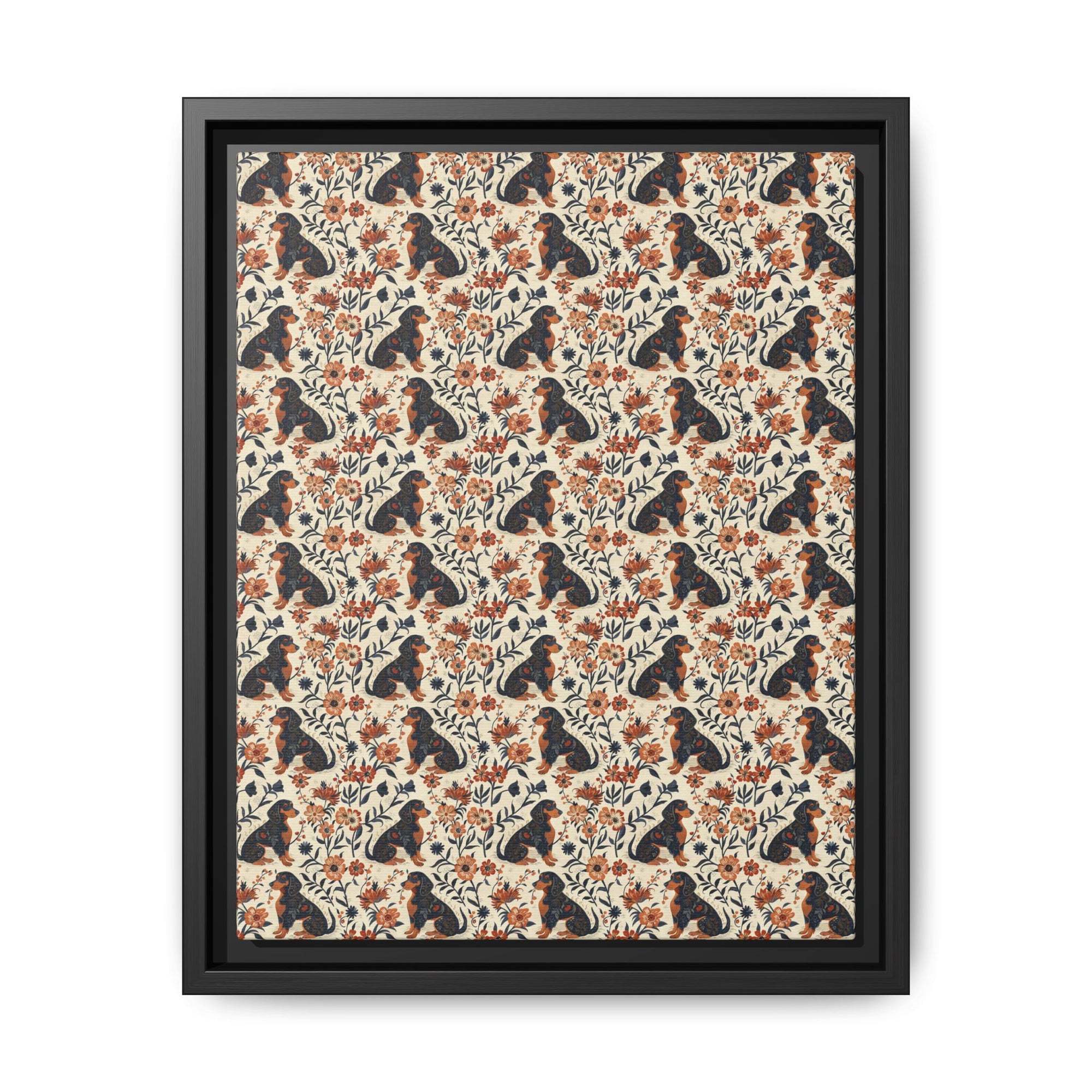 Blossoming Dachshunds Delight Matte Canvas, Framed