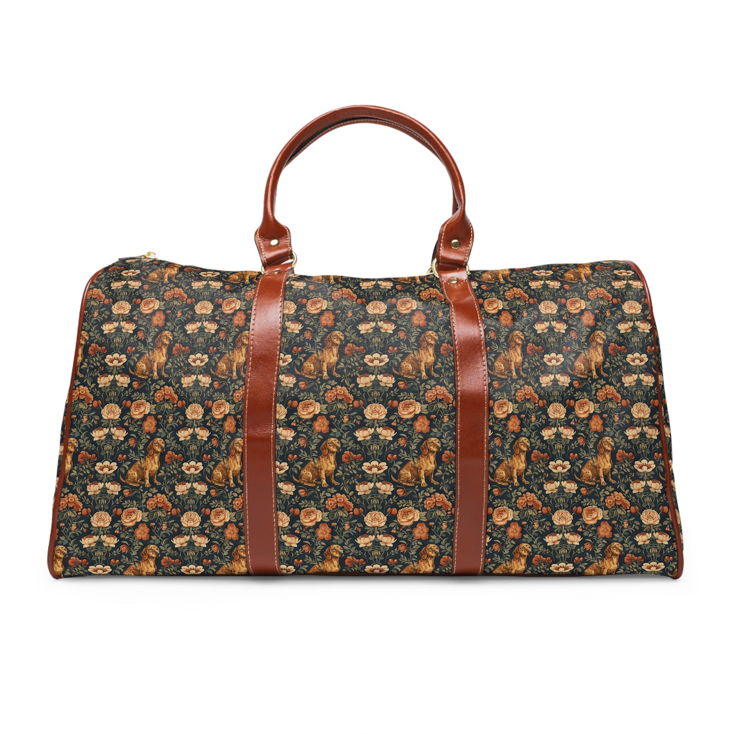 Dazzling Dachsund Blossoms & Foliage Waterproof Travel Bag