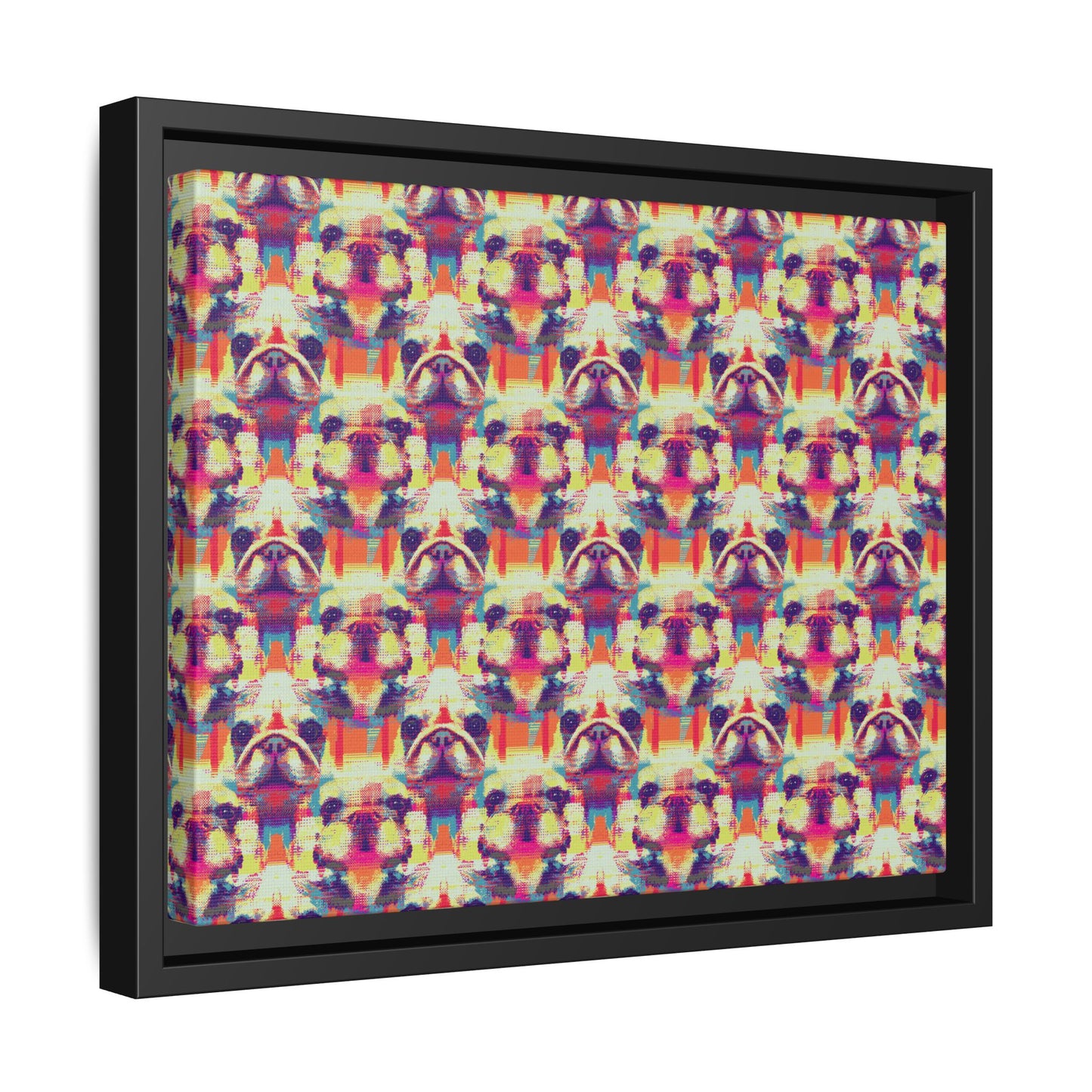 Glitchy Bulldog Blitz Matte Canvas, Framed