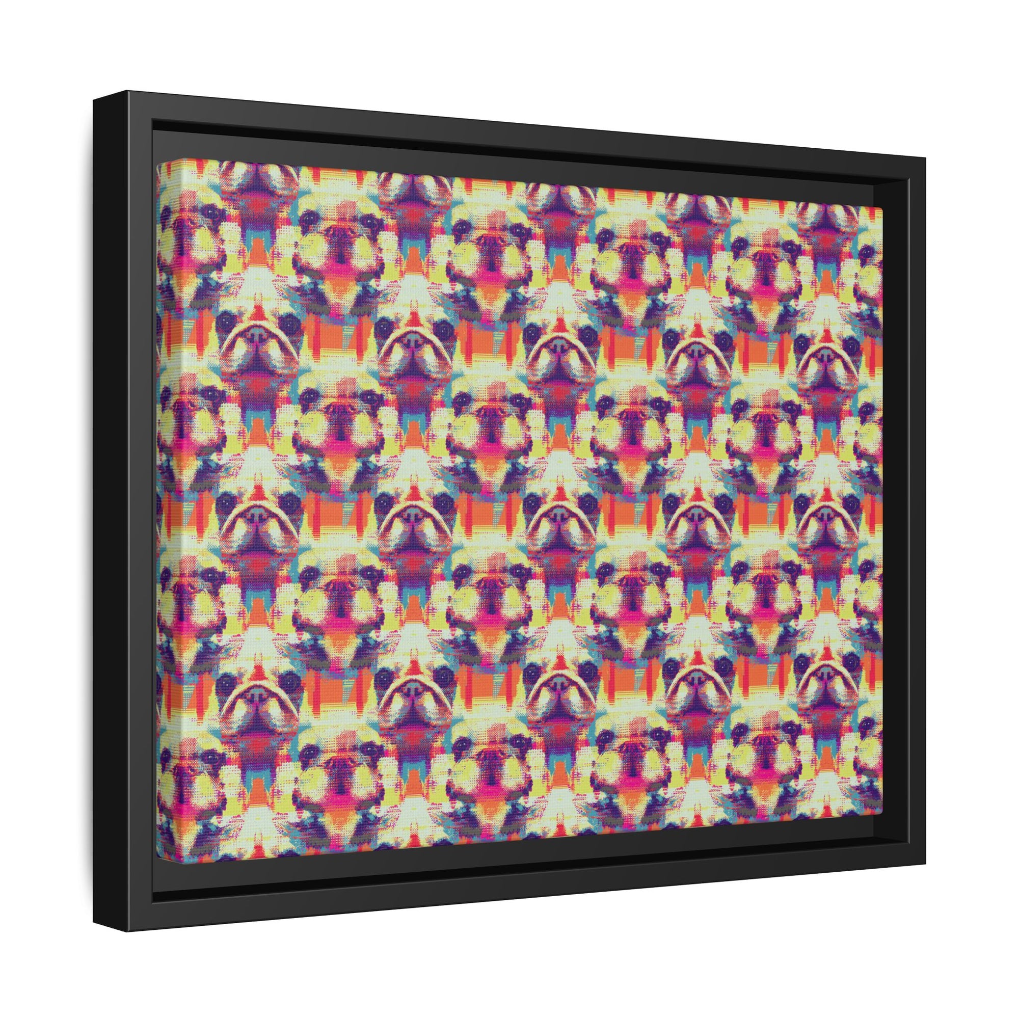 Glitchy Bulldog Blitz Matte Canvas, Framed