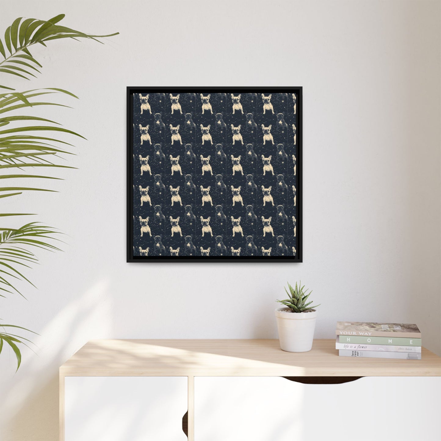 Frenchie Celestial Soar Matte Canvas, Framed