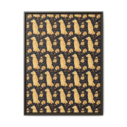 Golden Paws Floral Frenchie Matte Canvas, Framed