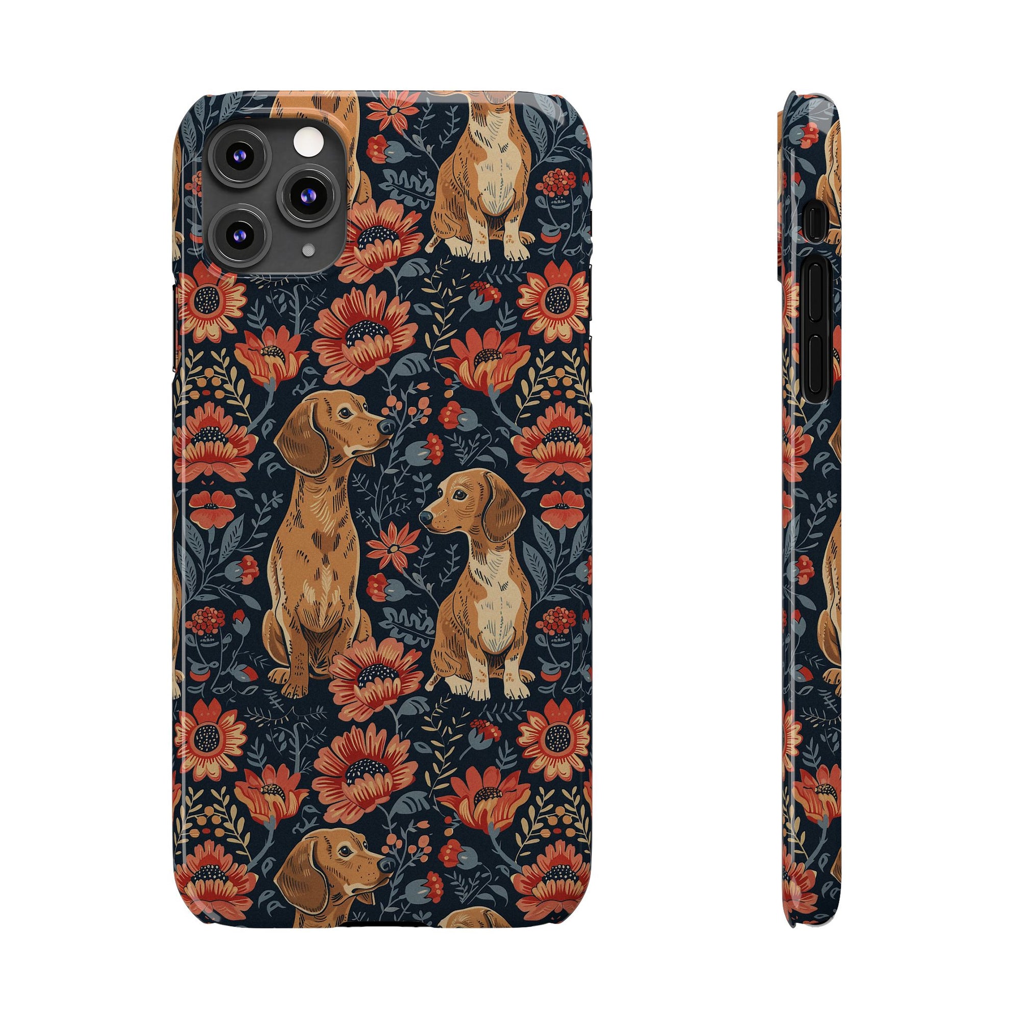 Floral Pawsome Dachsund Delight Slim Phone Cases