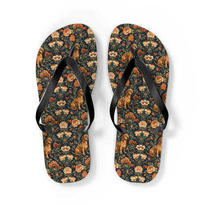 Dazzling Dachsund Blossoms & Foliage Flip Flops