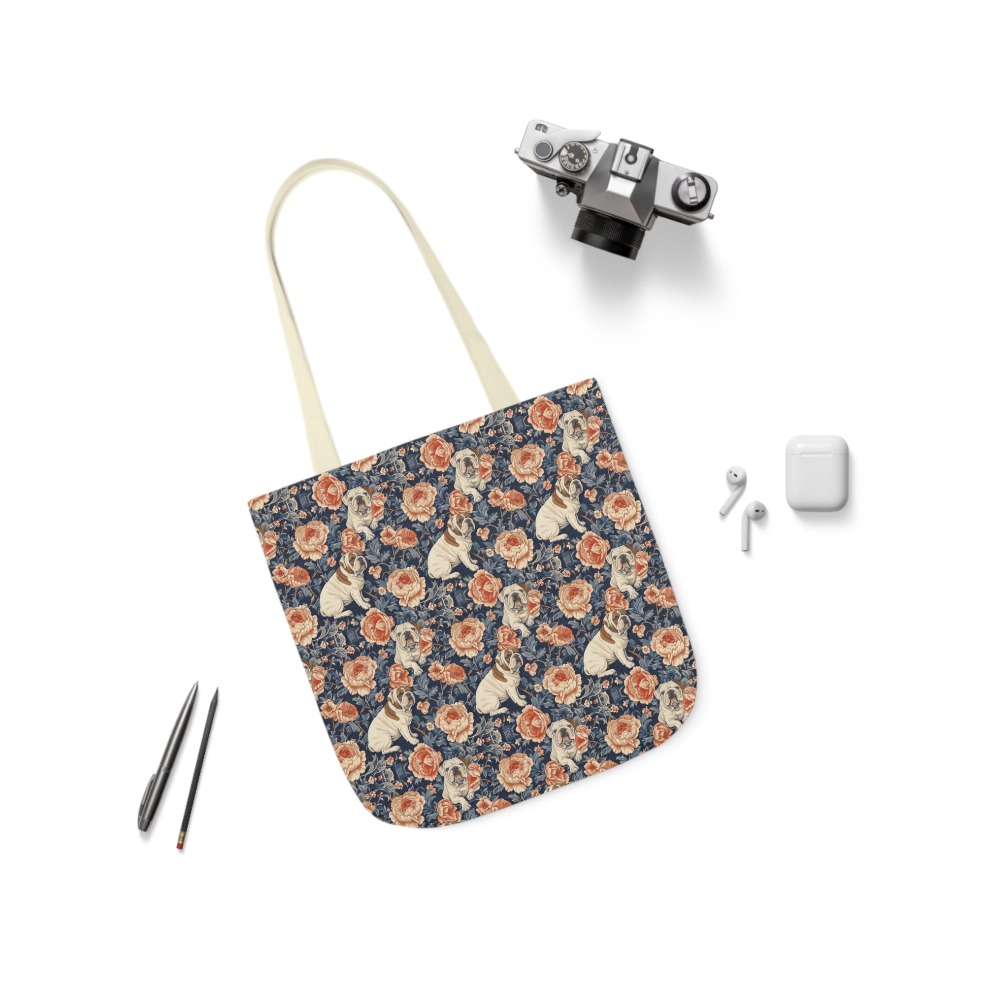 Blooming Bulldog Beauty Canvas Tote Bag