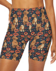 Floral Pawsome Dachsund Delight High Waisted Yoga Shorts